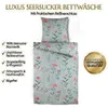Seersucker Bettwäsche Baumwolle Blumen Grau Bunt 135x200 Produktbild-Vorschau 3