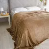Coperta marrone a righe in rilievo 200x220 cm a scacchiera Anteprima dell’immagine prodotto 2