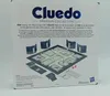 The back of a Cluedo Premium Collection board game box, showing the game board and components. Produktbild-Vorschau