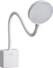 A white LED desk lamp with a flexible gooseneck and a square base with a power button icon. Produktbild-Vorschau