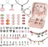 A collection of jewelry-making beads, charms, bracelets, and a jewelry box. Produktbild-Vorschau