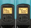 Close-up of the control panel of a Makita Akku-Heissluftgebläse 40V - HG001GZ01, showing two different display modes. Anteprima dell’immagine prodotto