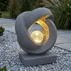 Solarleuchte Skulptur Granit-Optik moderne Solarlampe Produktbild-Vorschau 1