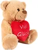 A teddy bear holding a red heart with text on it. Produktbild-Vorschau