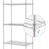 A close-up view of a metal shelving unit, highlighting the adjustable shelf mechanism. Voir les images du produit