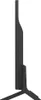 A side profile view of a black television stand and screen. Voir les images du produit