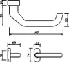 Technical drawing with dimensions of a door handle. Produktbild-Vorschau