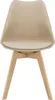 A single beige dining chair with wooden legs is shown against a white background. Náhled obrázku produktu