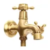 A brass wall-mounted faucet with two outlets, shown against a white background. Podgląd zdjęcia produktu