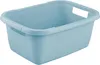 A light blue plastic laundry tub with handles on a white background. Voir les images du produit