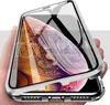 A hand holding a silver iPhone XS Max with a clear magnetic adsorption case, showing the phone's screen and the case's metallic frame. Anteprima dell’immagine prodotto
