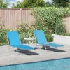 vidaXL Klappbare Sonnenliegen 2 Stk. Stahl und Stoff Blau Produktbild-Vorschau 1