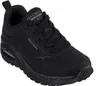 A black Skechers Uno Rugged shoe is shown from a side angle against a white background.