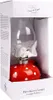 A red and white polka dot oil lamp is displayed inside its packaging. Náhled obrázku produktu