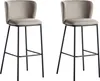 BELIANI Barstuhl 2er Set Taupe Stoffbezug und Metall mit Produktbild-Vorschau 1
