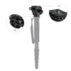 A product image showing a monopod head and quick release plate with callouts indicating screw sizes. Produktbild-Vorschau