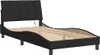 A black upholstered bed frame with a slatted base, shown from a side angle against a white background. Podgląd zdjęcia produktu