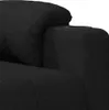 Close-up of a black fabric armchair with a built-in cup holder. Náhled obrázku produktu