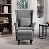HOMCOM Ohrensessel mit Hocker Sessel mit Leinenoptik, Produktbild-Vorschau 8