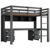 A loft bed with a desk and shelves underneath, shown against a white background. Voir les images du produit