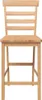 A front view of a light brown wooden bar stool against a white background. Náhled obrázku produktu