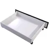 An empty white storage drawer with black trim on a white background. Produktbild-Vorschau