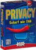 The image shows the box of the board game "Privacy - Scharf wie Chili". Produktbild-Vorschau