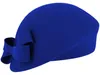 Fiebig schicker asymmetrischer Pillbox-Filzhut mit Schleife in blau