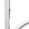 A close-up of a white metal table base with a small metal tab sticking out of a slot. Produktbild-Vorschau