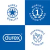 A collage of four Durex logos and marketing badges. Produktbild-Vorschau