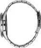 Side view of a silver watch with a metal band. Voir les images du produit