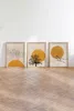 Three framed abstract art pieces displayed on a wooden floor against a white wall. Anteprima dell’immagine prodotto