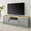 Wohnzimmer Landhaus TV Lowboard in grau mit Artisan Eiche Produktbild-Vorschau 2