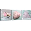 Set mit gemälden auf leinwand rosa herzen 90x30 cm Feeby Produktbild-Vorschau 1