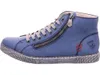 A side view of a blue high-top sneaker with laces and a zipper. Anteprima dell’immagine prodotto