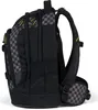A side view of a black backpack with a checkered pattern. Produktbild-Vorschau