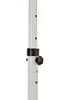 A close-up view of a white adjustable pole with a black clamp and a black knob. Produktbild-Vorschau