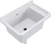 A white sink basin with a drain and a ribbed area for scrubbing. Anteprima dell’immagine prodotto