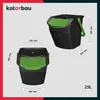 Product dimensions and capacity are shown for a black and green trash bin with a lid. Náhľad obrázku produktu