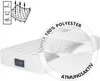 A mattress with a close-up view of its topper and informational icons. Produktbild-Vorschau