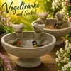 Vogeltränke mit 2 Vögeln auf Sockel Vogel Bad Tränke Garten Produktbild-Vorschau 1