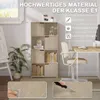 A bright and modern interior setting showcasing a wooden bookshelf filled with books and decorative items, next to a desk with a computer and an office chair. Produktbild-Vorschau