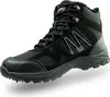 A single black winter boot with spikes on the sole, isolated on a white background. Produktbild-Vorschau