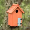 Relaxdays Nistkasten, Vogelhäuschen, Holz, Tür, aufhängen, Produktbild-Vorschau 2