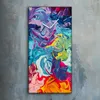 Leinwand Wanduhr Wandkunst Uhr Quarz 30x60 abstrakte bunte Produktbild-Vorschau 2