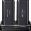 A black charging dock with two black power banks. Produktbild-Vorschau