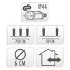 A collage of icons and diagrams related to a ProGarden LED garden light chain. Anteprima dell’immagine prodotto