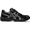 A side view of a single black and silver Asics running shoe against a white background. Produktbild-Vorschau