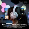 A person wearing a headset in a gaming setup with colorful lights. Produktbild-Vorschau
