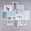 A collage of framed photos arranged in a geometric pattern on a gray concrete background. Produktbild-Vorschau